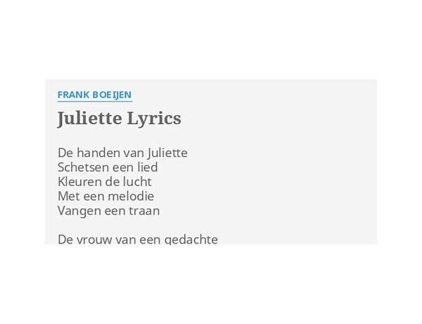 Juliet en Lyrics [Jason Lake]