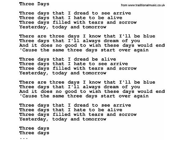 Just Three Days en Lyrics [Abdoujaparov]