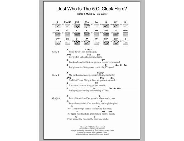 Just Who Is the Five O’Clock Hero? en Lyrics [​The Jam]