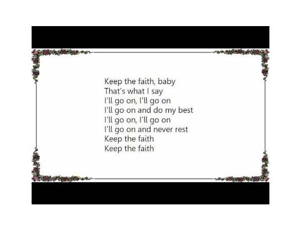 Keep The Faith, Baby en Lyrics [Brook Benton]