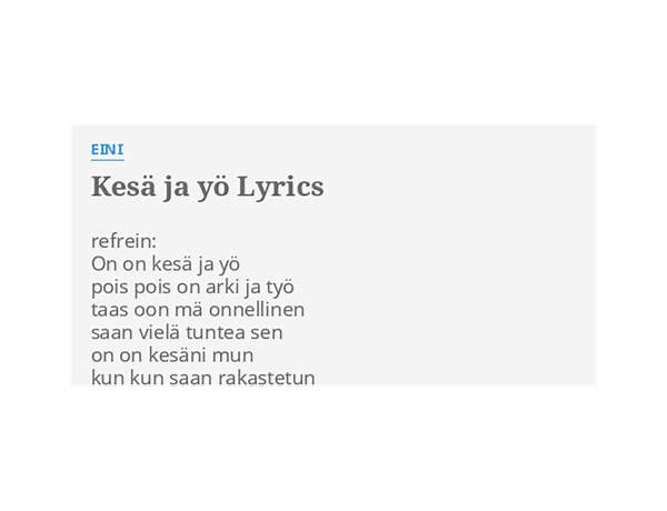 Kesä ja yö fi Lyrics [Eini]