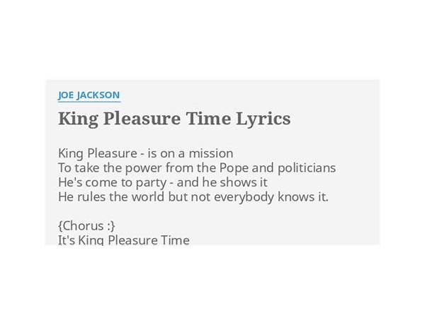 King Pleasure Time en Lyrics [Joe Jackson]