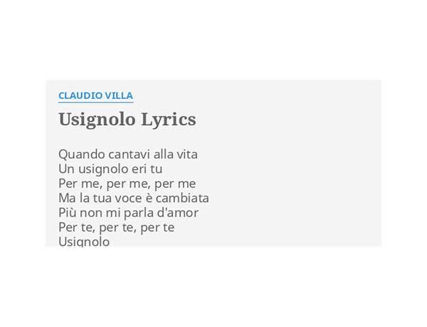 L\'usignolo it Lyrics [Massimo Bubola]