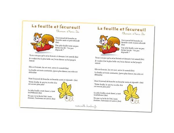 La feuille et l\'écureuil fr Lyrics [Henri Dès]