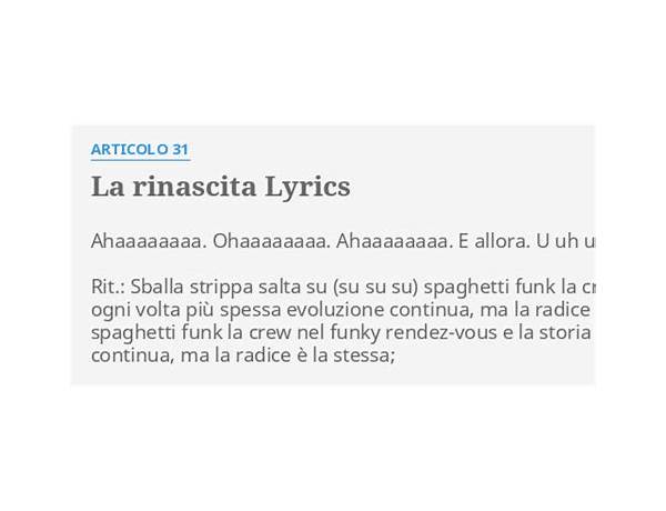 La rinascita it Lyrics [Articolo 31]