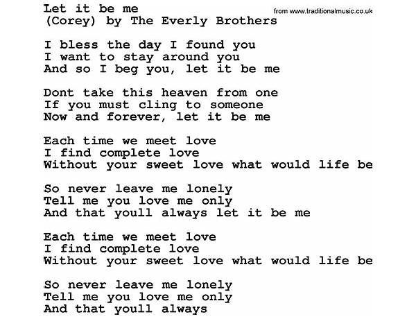 Let It Be Me en Lyrics [Kristian Bush]