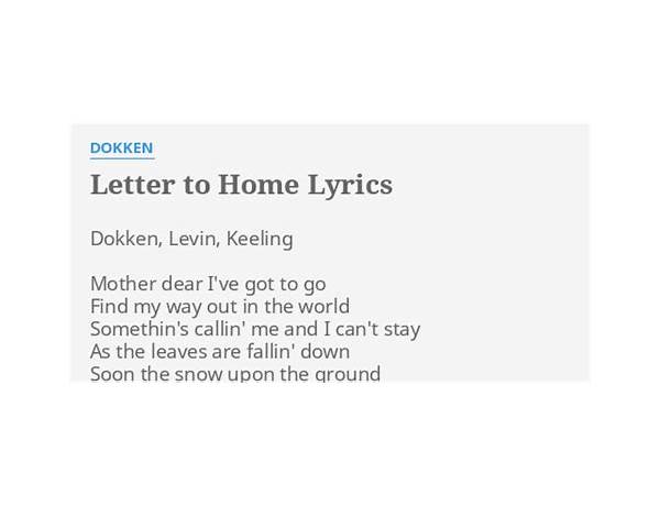 Letter to Home en Lyrics [Dokken]