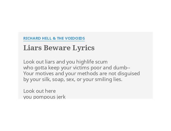 Liars Beware en Lyrics [Richard Hell]