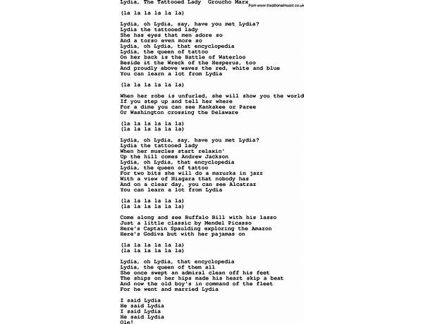 Lydia\'s Song en Lyrics [Joe Iconis]