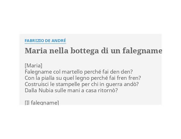 Maria nella Bottega d’un Falegname it Lyrics [Fabrizio De André]