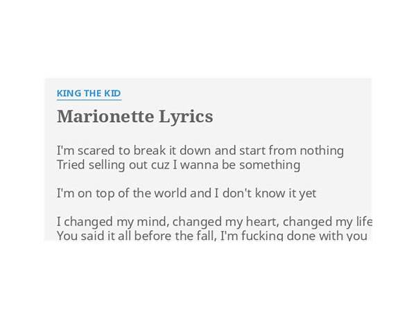 Marionette en Lyrics [King The Kid]