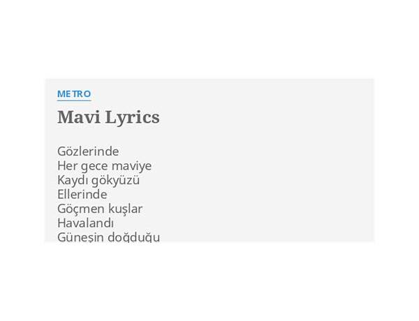 Mavi tr Lyrics [Metro (Türkiye)]