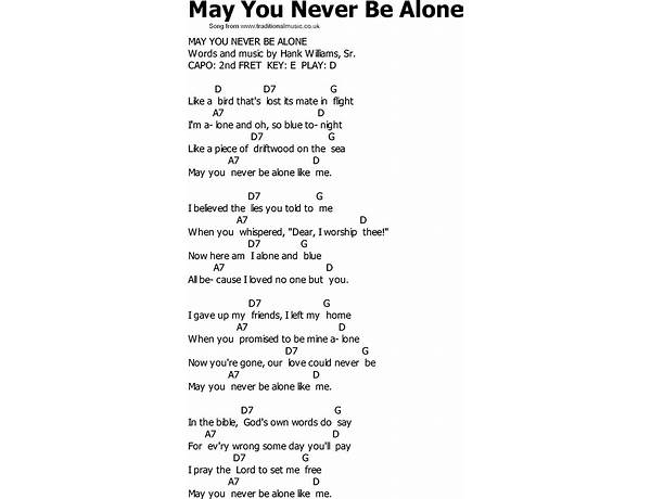 May You Never Be Alone en Lyrics [Porter Wagoner]