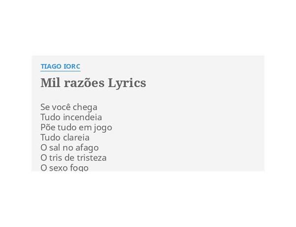 Mil Razões pt Lyrics [Rose Nascimento]