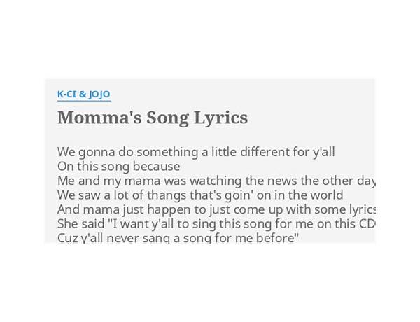 Momma\'s Song en Lyrics [Toby Love]