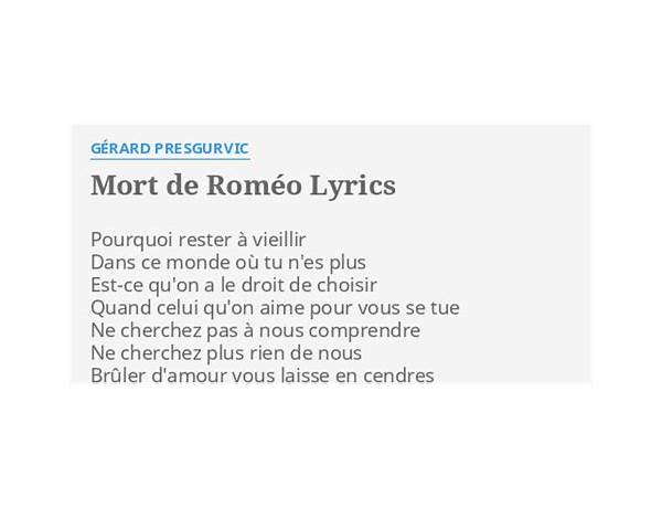 Mort de Roméo fr Lyrics [Gérard Presgurvic]