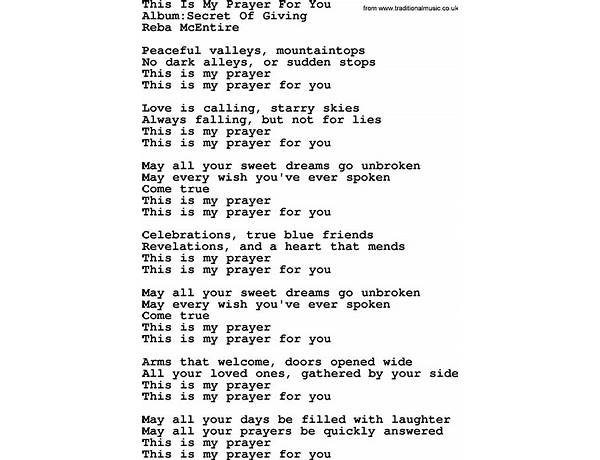 My Prayer For You en Lyrics [Jamie Owens-Collins]