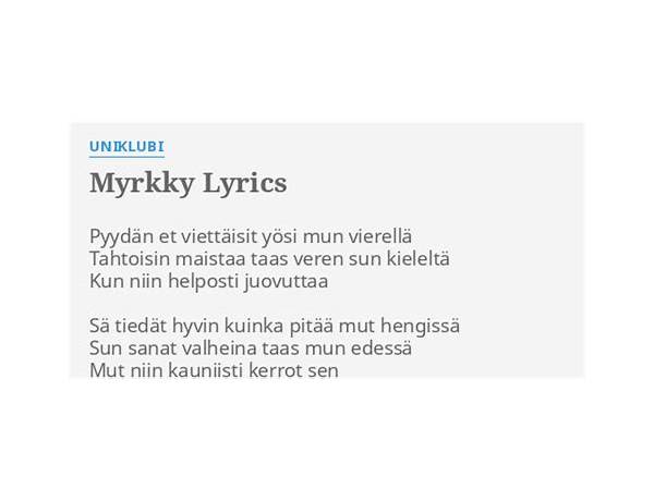Myrkky fi Lyrics [Sliki & Hamuelos]