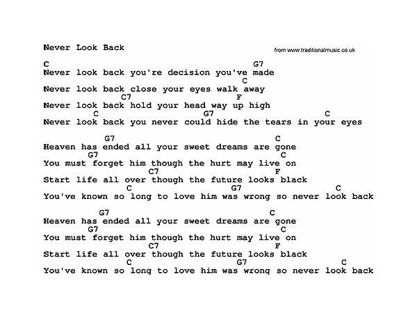 Never Lookin\' Back en Lyrics [Calaisa]