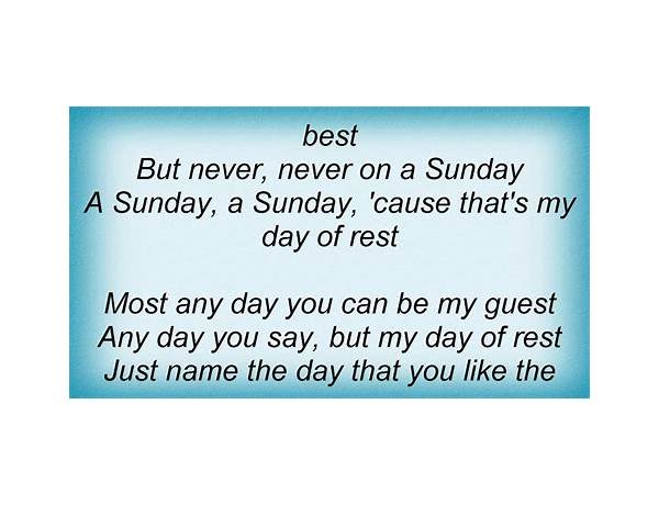 Never On Sunday en Lyrics [Bobby Vinton]