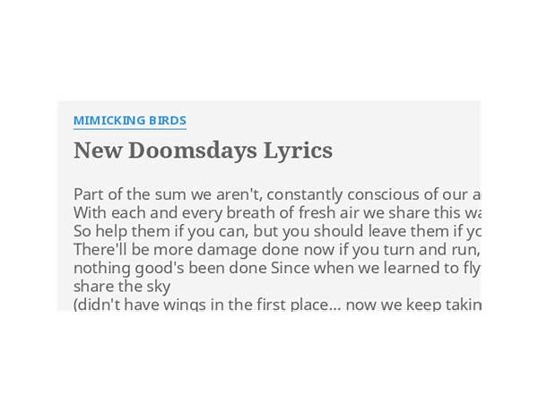 New Doomsdays en Lyrics [Mimicking Birds]