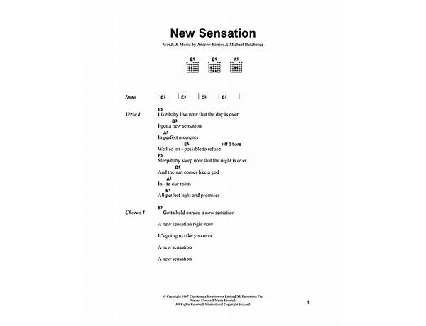 New Sensation en Lyrics [This Time Next Year]