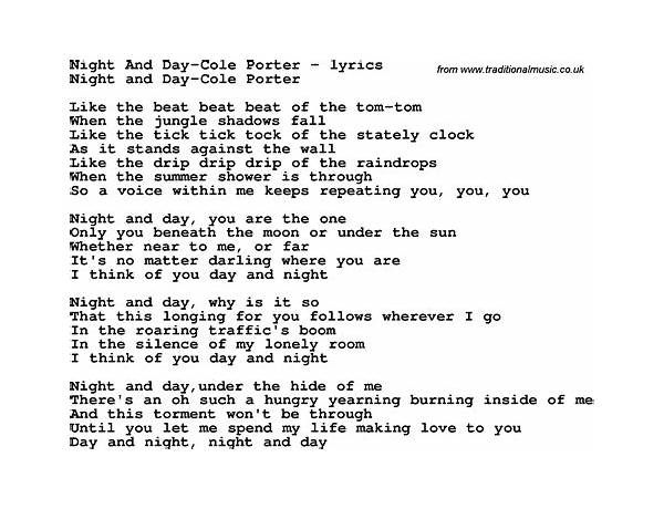 Night And Day en Lyrics [Sondre Lerche]