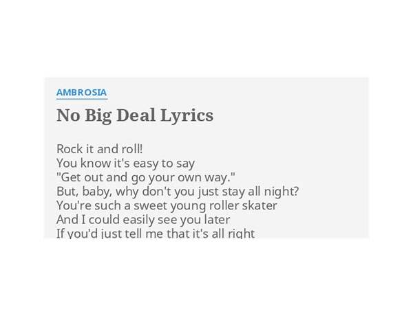 No Big Deal en Lyrics [Eerie Summer]