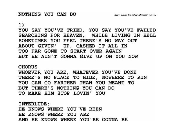 Nothing You Can Do en Lyrics [Afterglow (Swansea)]