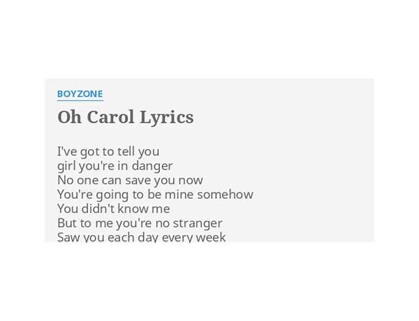 Oh Carol en Lyrics [Boyzone]