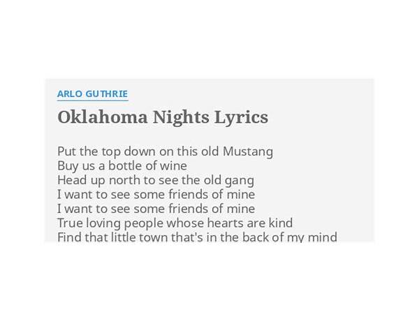 Oklahoma Nights en Lyrics [7j2music]