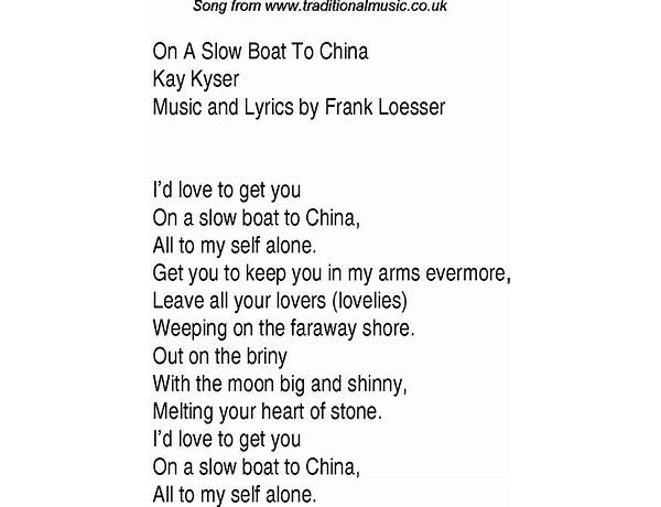 On a Slow Boat To China en Lyrics [Liza Minnelli]