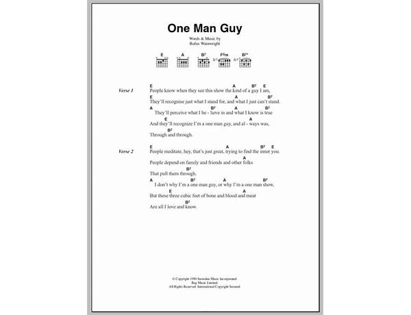 One Man Guy en Lyrics [Rufus Wainwright]