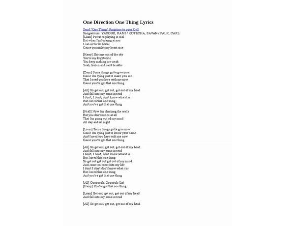 One Thing en Lyrics [Lyan Roze]