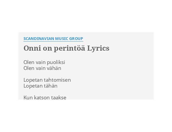 Onni on perintöä fi Lyrics [Scandinavian Music Group]