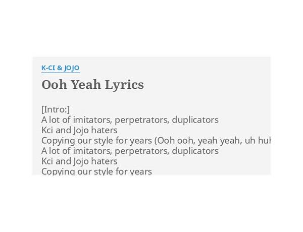 Ooh Yeah en Lyrics [Riverboat Gamblers]