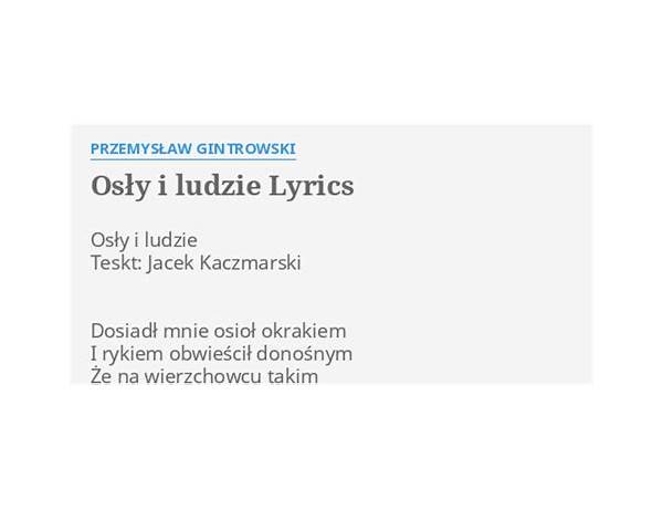 Osły i ludzie pl Lyrics [Jacek Kaczmarski]