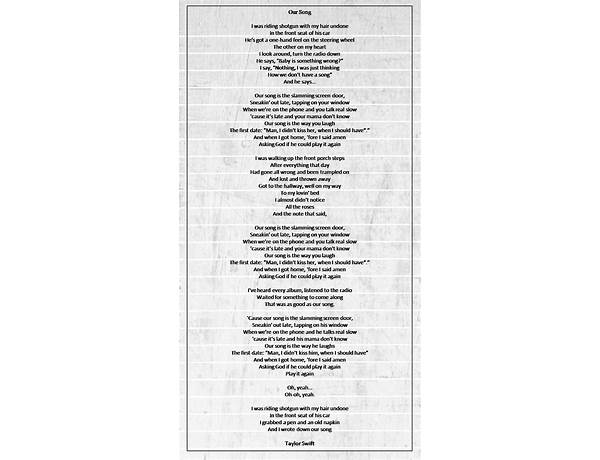 Our song en Lyrics [Trinbania]