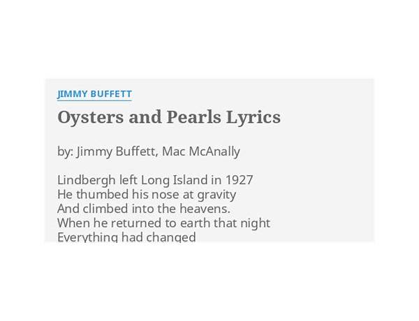 Oysters and Pearls en Lyrics [Jimmy Buffett]