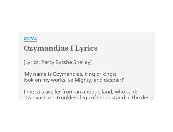 Ozymandias en Lyrics [The Boneless Boy]