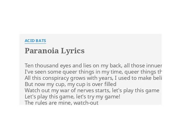 Paranoia en Lyrics [Asyndeton]