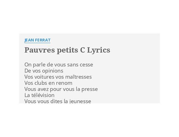 Pauvres petits C... fr Lyrics [Jean Ferrat]
