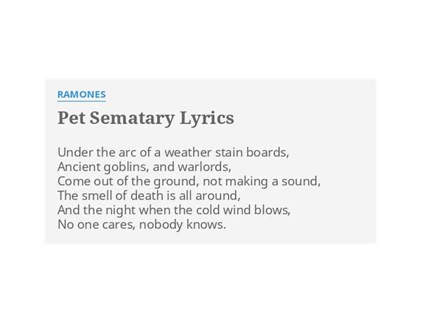 Pet Semetary en Lyrics [Ray Rocket]