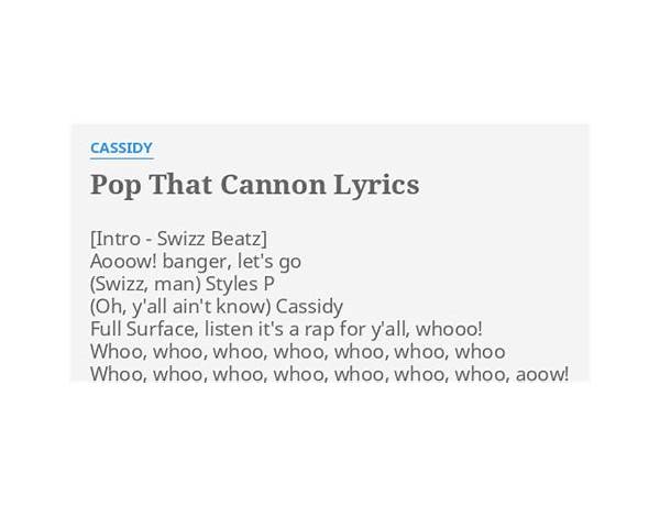 Pop That Cannon en Lyrics [Cassidy]