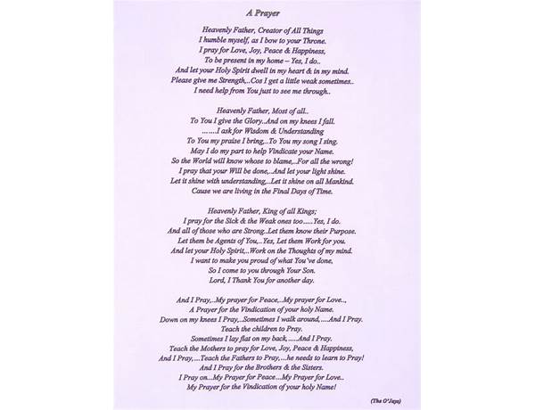 Prayer en Lyrics [Sloppy Jane]