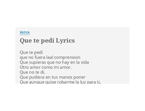 Que Te Pedí es Lyrics [Anaís (DO)]