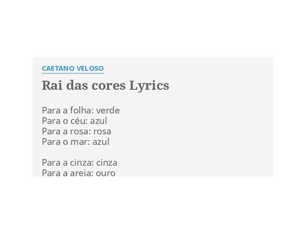 Rai das Cores pt Lyrics [Caetano Veloso]