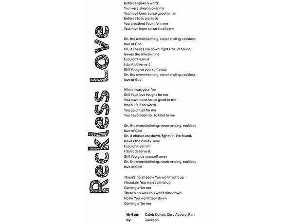 Reckless en Lyrics [Chosen Music]