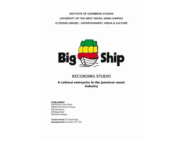 Recorded At: BigShip Recording Studio, musical term