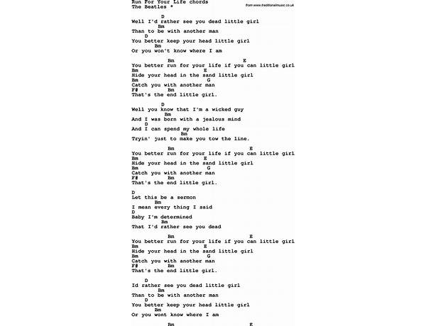 Run For Your Life en Lyrics [Gary B Lucas]